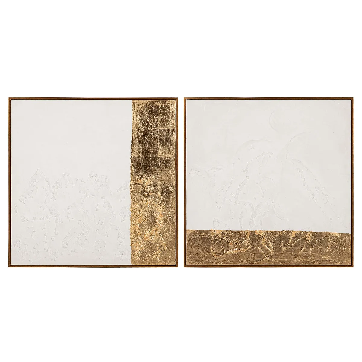 Ensemble de 2 tableaux, peints à la main à 80 % et métallisés 80 x 4 x 80 cm