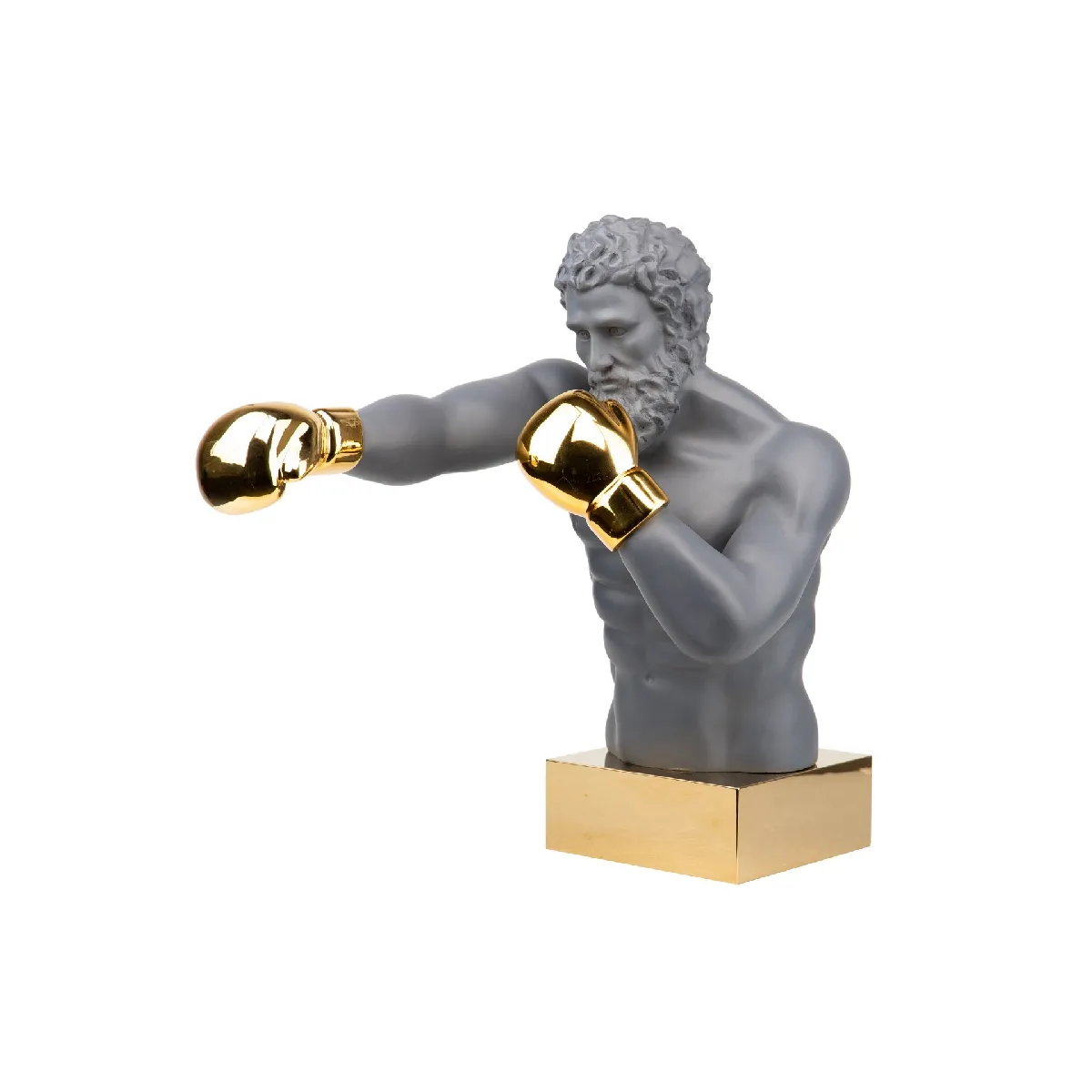 Boxer en résine et métal gris 33 x 56 x 56 cm