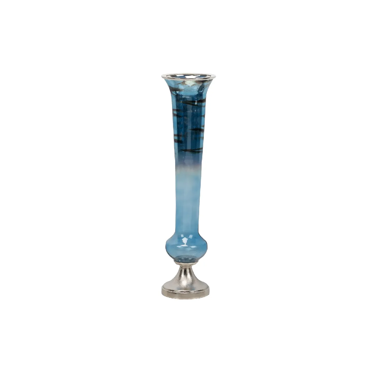Vase en verre et aluminium nickelé 25 x 25 x 101 cm