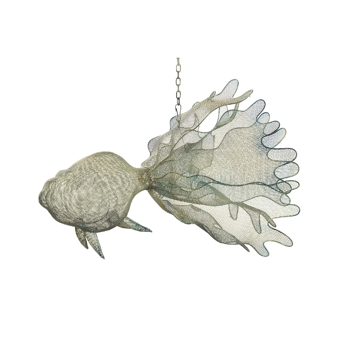 Figurine de poisson suspendue en métal bleu 73 x 53 x 46 cm