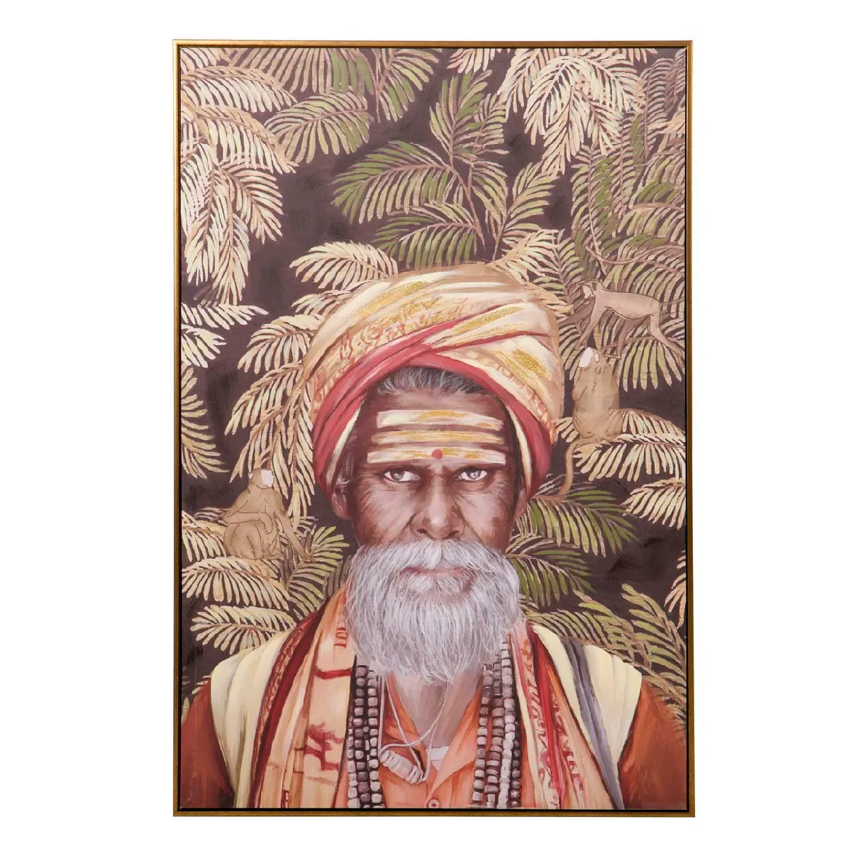 Tableau représentant un homme, peint à 80 % à la main, encadré 80 x 4 x 120 cm