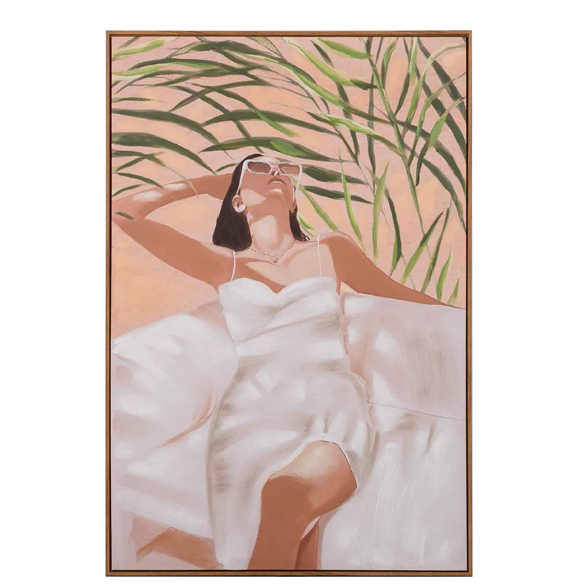 Tableau représentant une femme avec un cadre naturel 80 x 4 x 120 cm