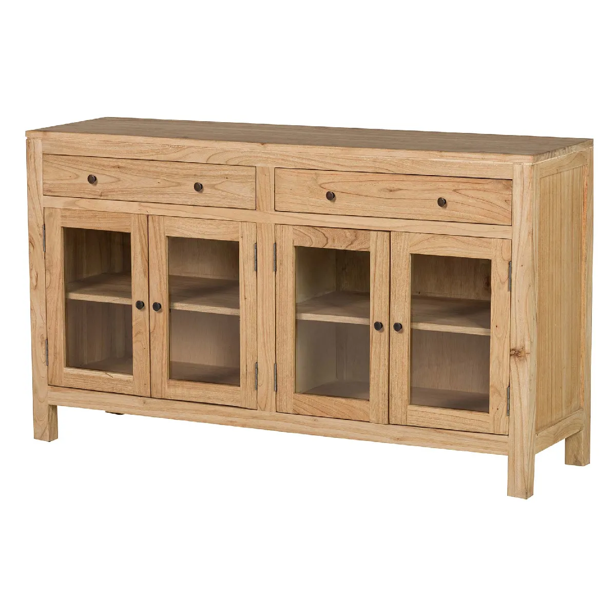 Buffet en bois de mindi et verre brun - 140 x 40 x 82 cm