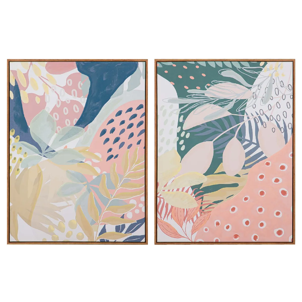 Ensemble de 2 tableaux de feuilles, peints à 80 % à la main 60 x 4 x 80 cm