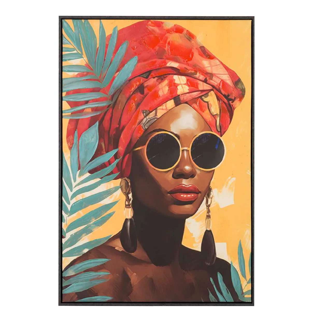 Tableau représentant une femme, encadré, peint à 30 % à la main 83 x 4 x 123 cm