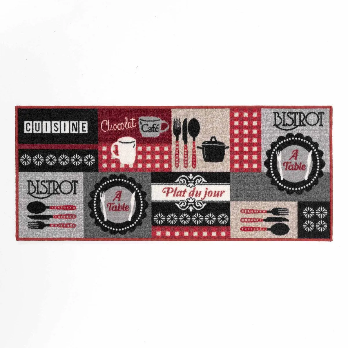 Tapis De Cuisine "digital Menu" 50x120cm Rouge