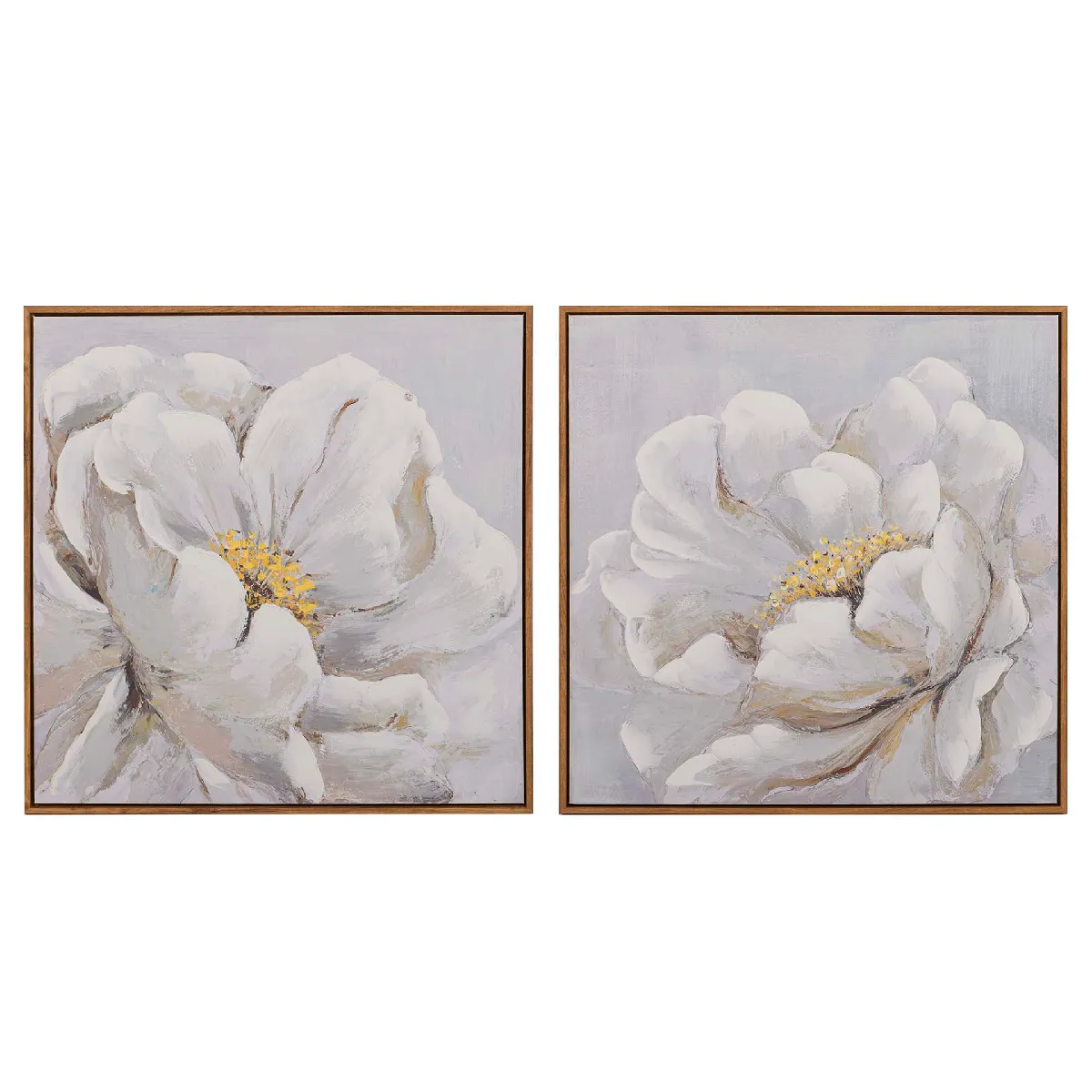 Ensemble de 2 tableaux de fleurs, peints à 80 % à la main 60 x 4 x 60 cm