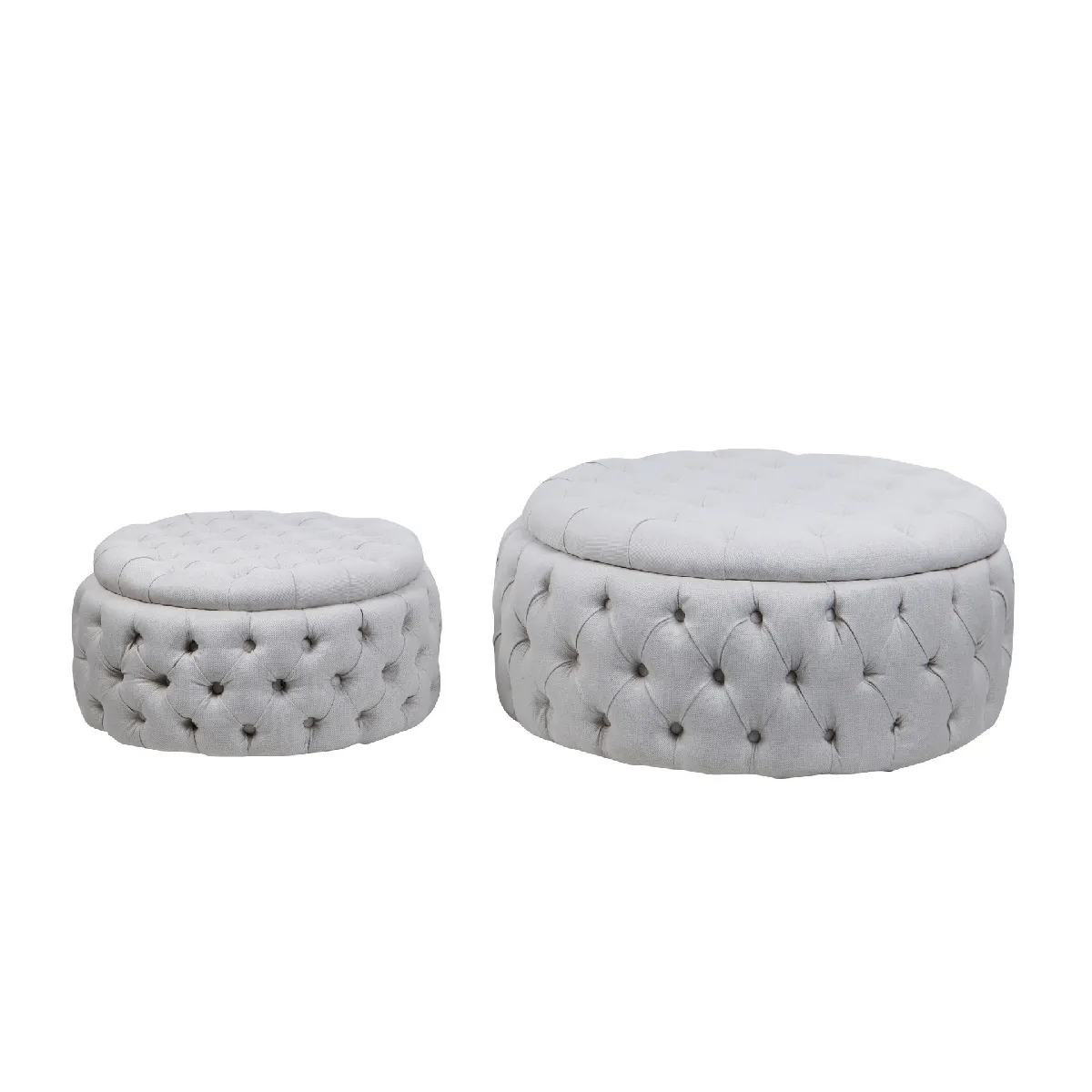 Ensemble de 2 poufs et table d'appoint 100x100x45 et 75x75x30
