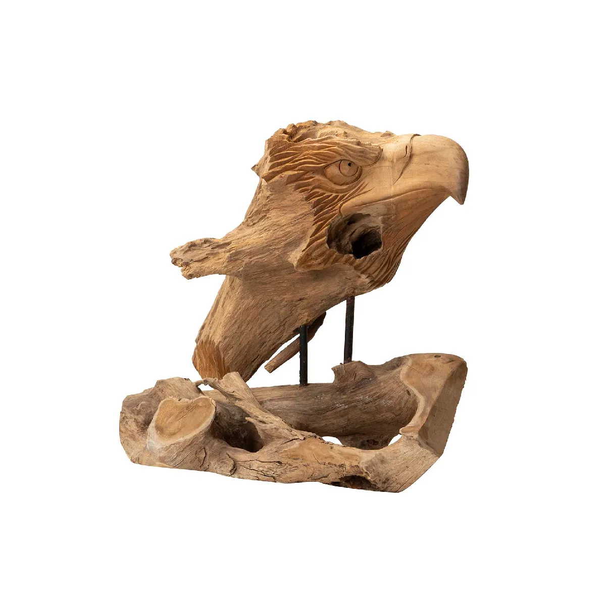 Aigle décoratif en bois de teck 40 x 25 x 30 cm