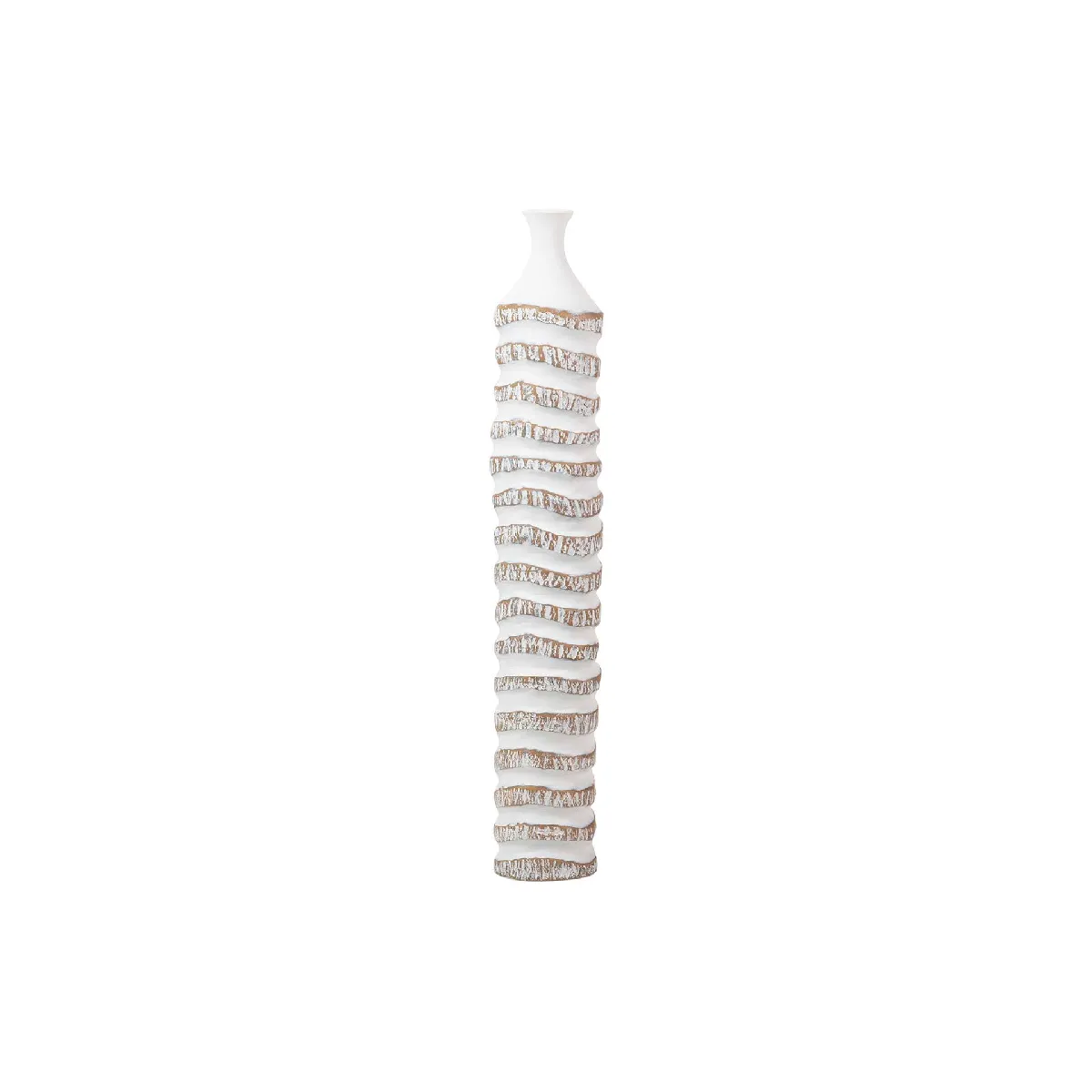 Vase en résine blanche et brune 18 x 18 x 107 cm