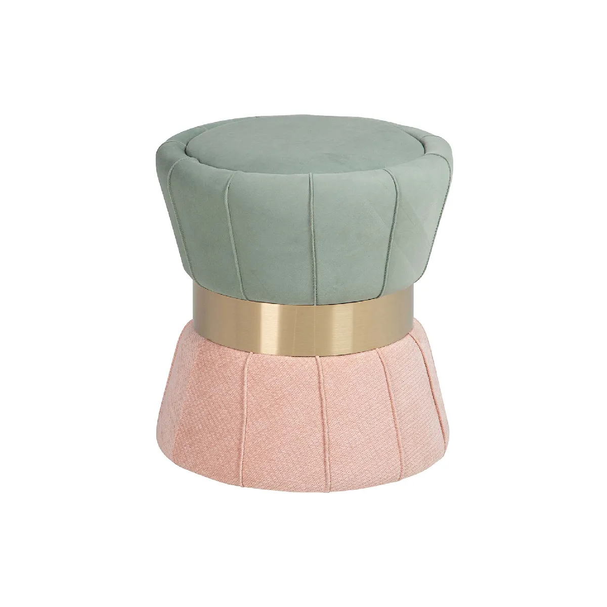 pouf en velours rose et bleu - 40 x 40 x 44 cm