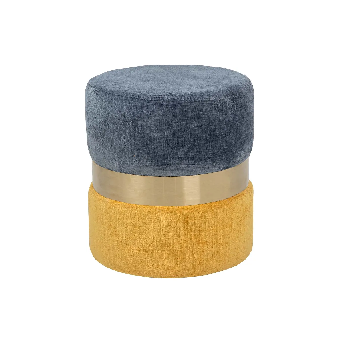 Pouf en polyester bleu et jaune - 40 x 40 x 43 cm