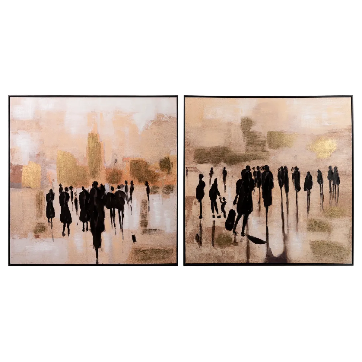 Ensemble de 2 tableaux de boulevard avec cadres noirs 100 x 4 x 100 cm
