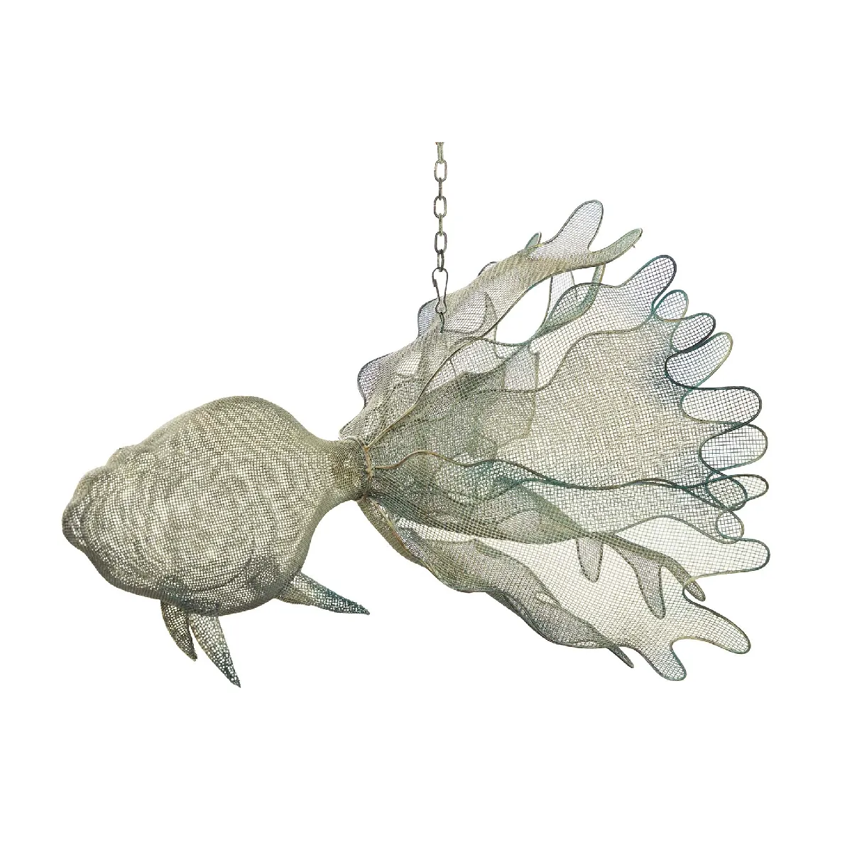 Figurine de poisson en métal bleu 98 x 77 x 62 cm