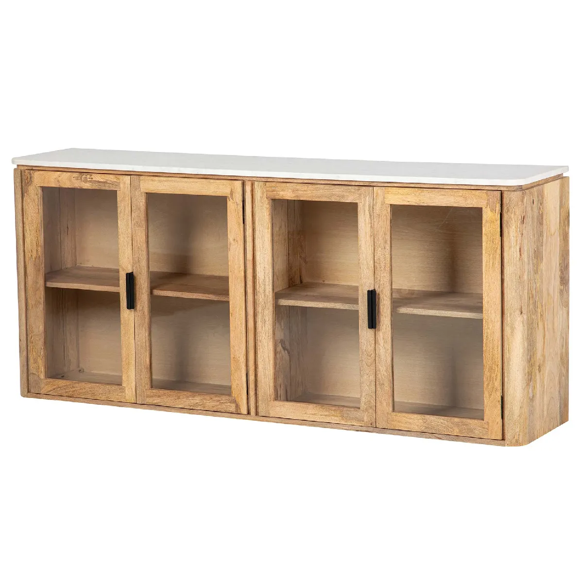 Buffet Tyla en verre marbré couleur mangue - 180 x 40 x 80 cm
