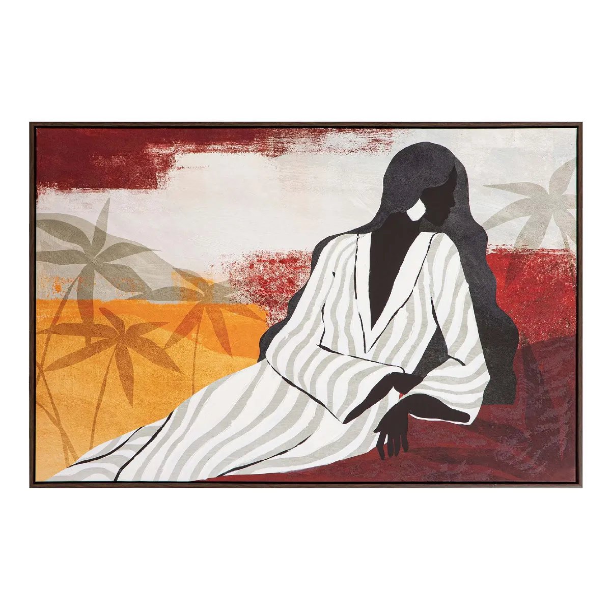 Peinture africaine peinte à 50 % à la main 123 x 4 x 83 cm