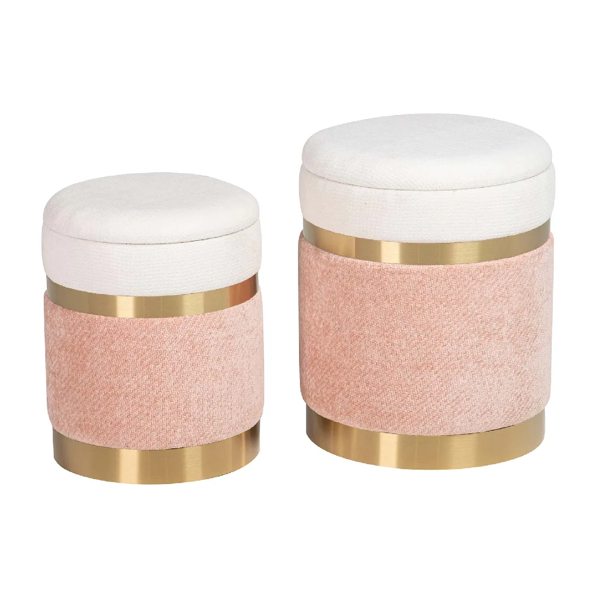 Lot de 2 poufs en velours 36x36x44 - 31x31x38 cm
