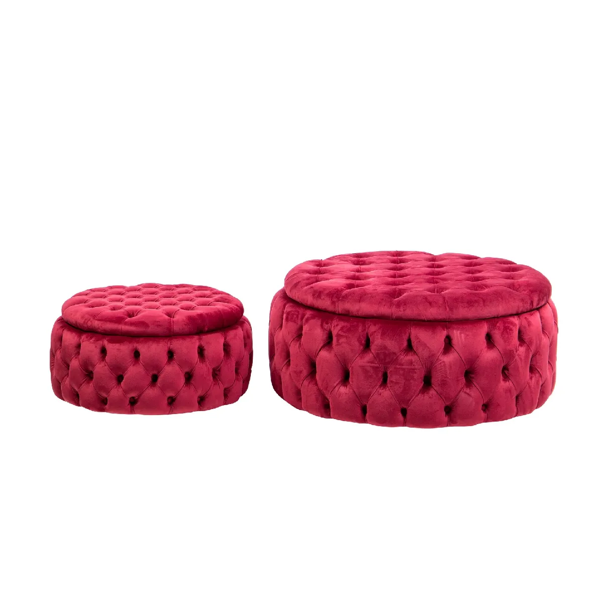 Ensemble de 2 poufs et table d'appoint 100x100x45 et 75x75x30