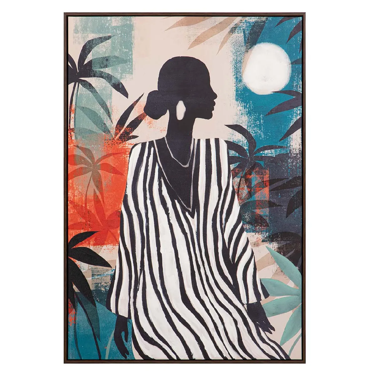 Peinture africaine peinte à 50 % à la main 83 x 4 x 123 cm