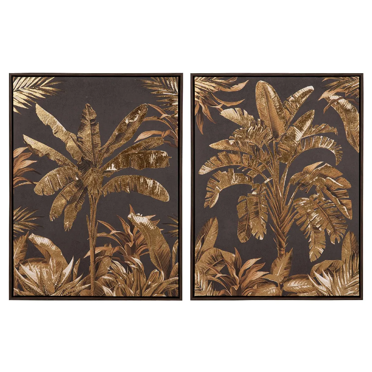 Ensemble de 2 tableaux en relief avec cadre marron 63 x 4 x 83 cm