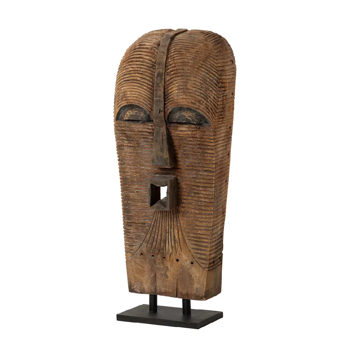 Masque africain en bois naturel 43 x 24 x 103 cm