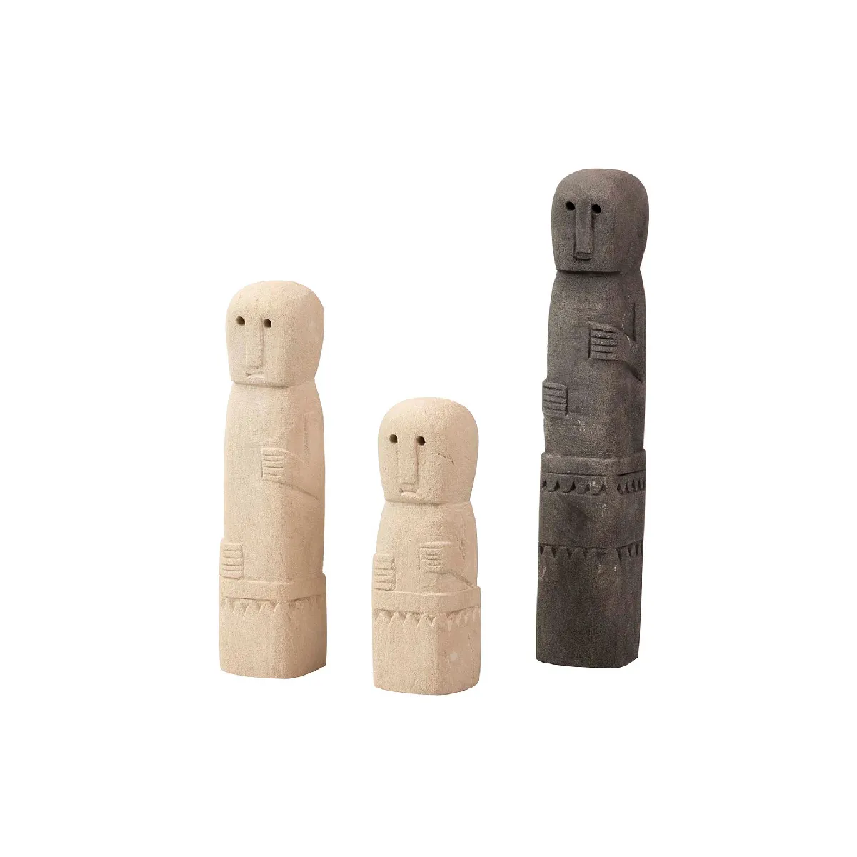 Ensemble de 3 figurines décoratives 5x5x28 5x5x21 5x5x16 cm