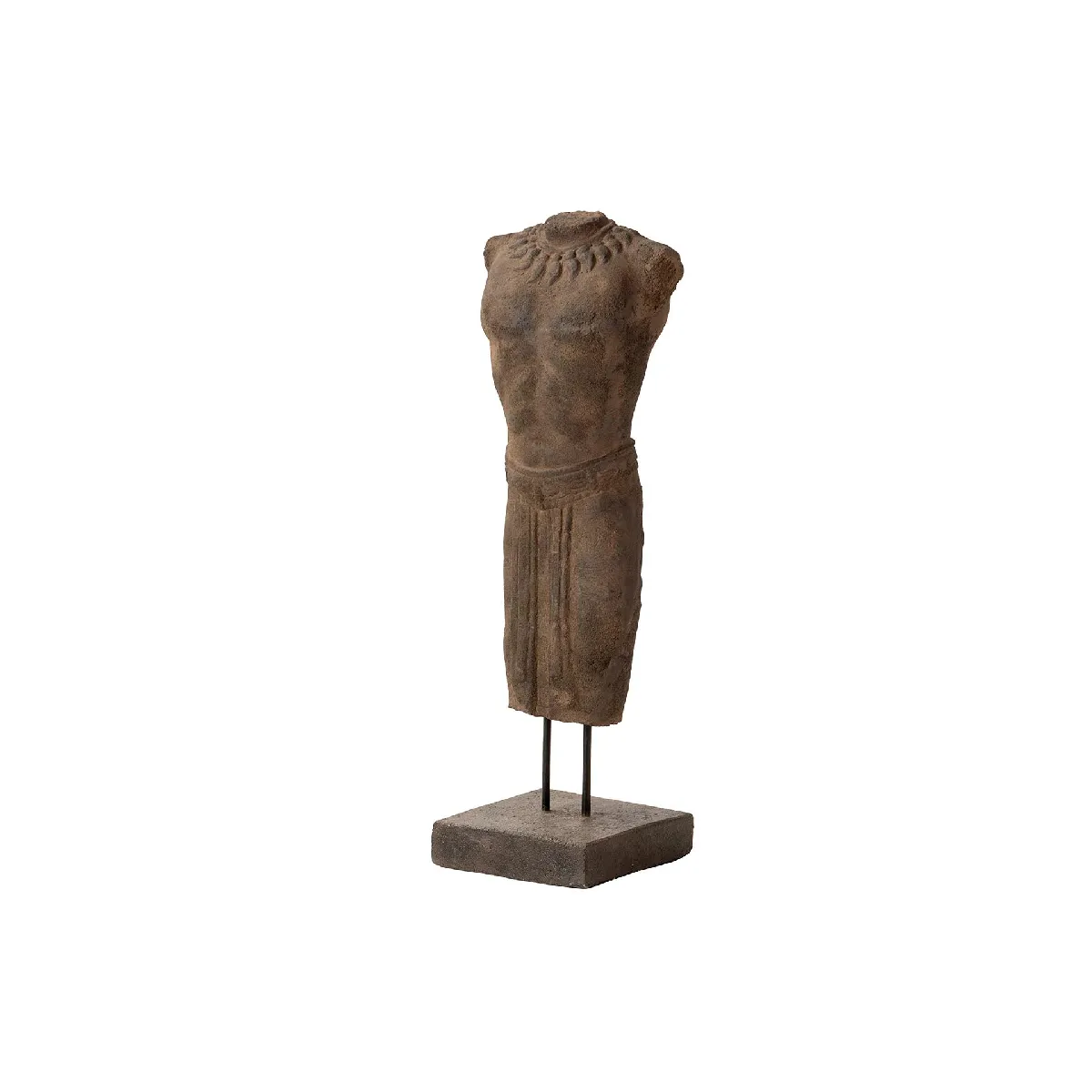 Torse d'homme en pierre brune 20 x 20 x 70 cm