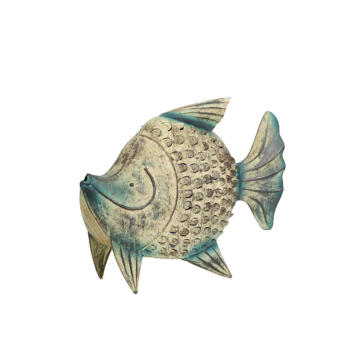 Figurine de poisson en métal bleu 49 x 15 x 42 cm