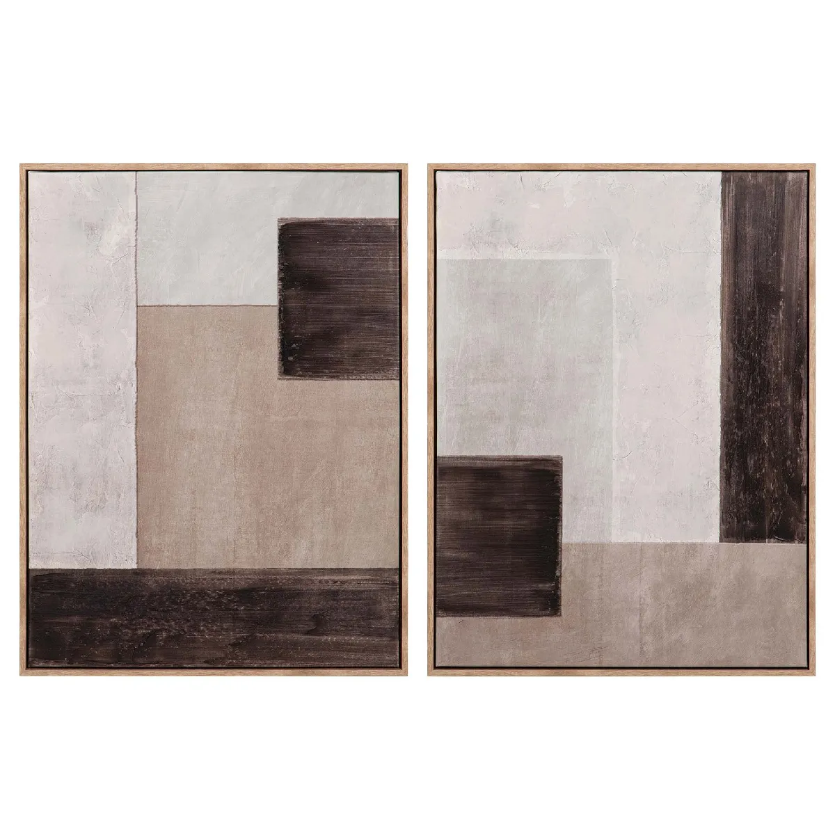 Ensemble de 2 tableaux, 50 % peints à la main 63 x 4 x 83 cm