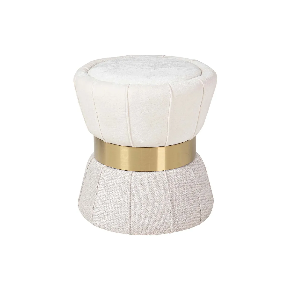 pouf en velours gris blanc - 40 x 40 x 44 cm