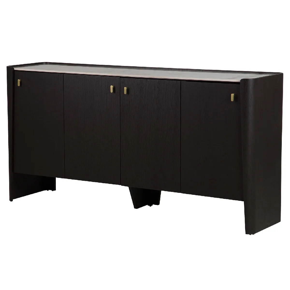 Buffet en MDF ébène imitation pierre frittée - 180 x 45 x 90 cm