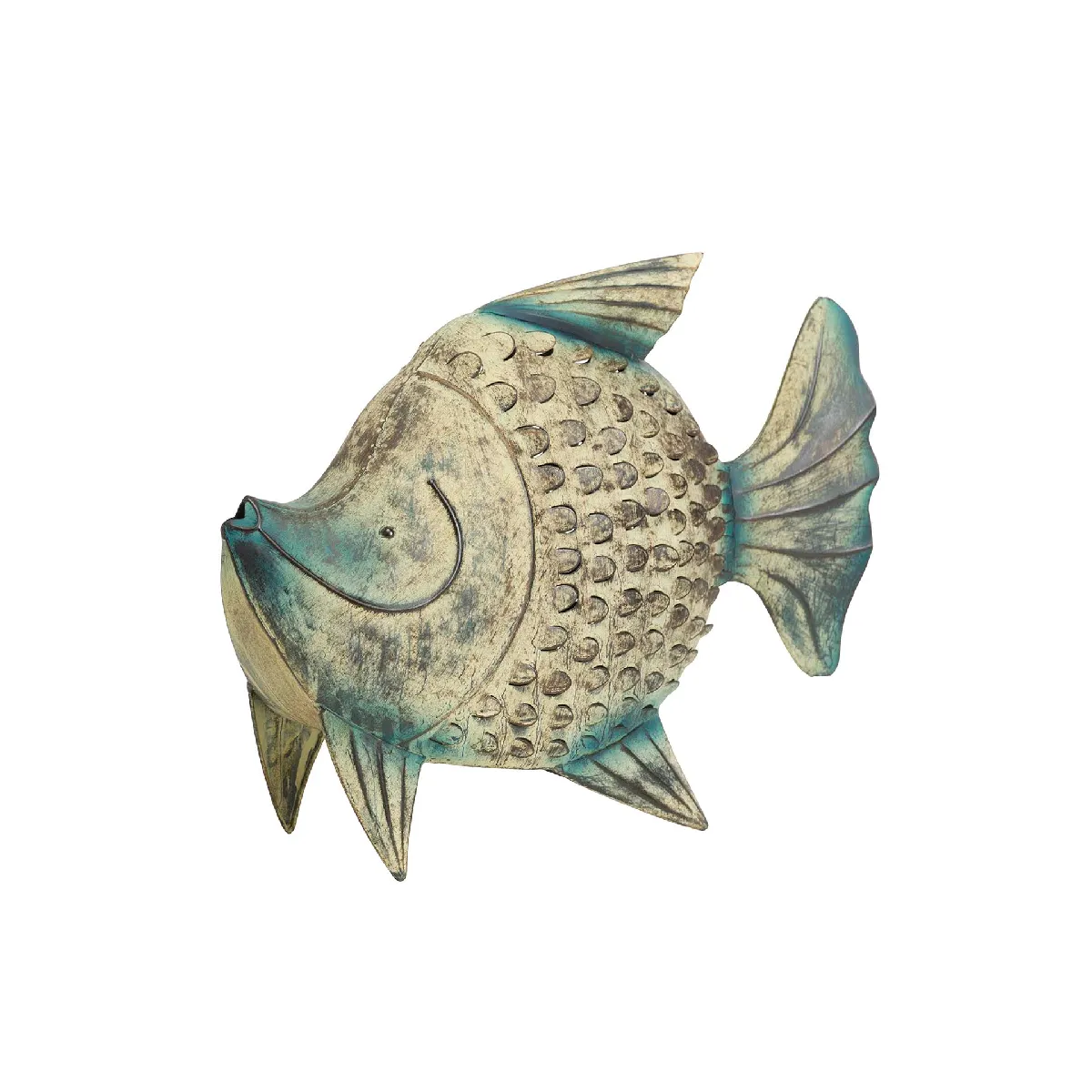 Figurine de poisson en métal bleu 61 x 19 x 49 cm