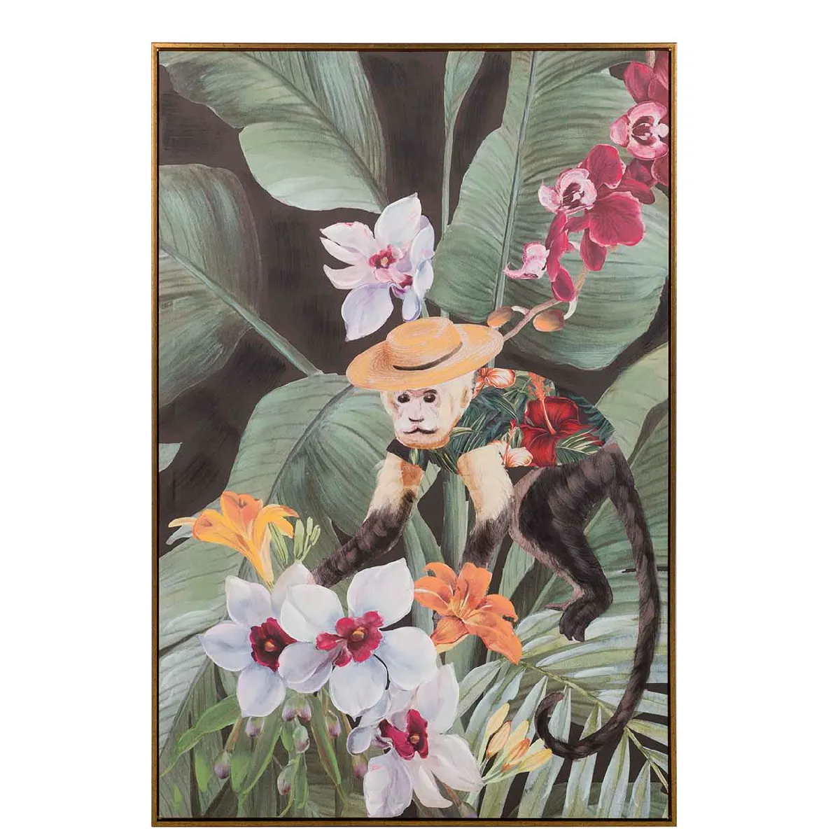 Tableau de macaque avec cadre doré 80 x 4 x 120 cm