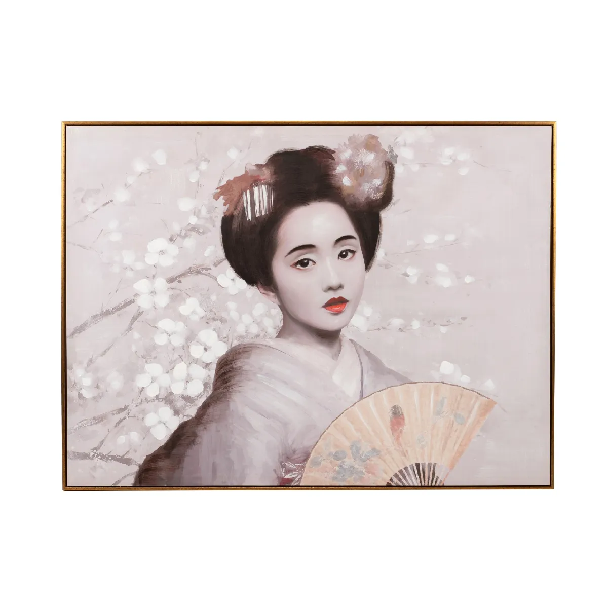 Tableau représentant une geisha et un amandier 120 x 4 x 90 cm