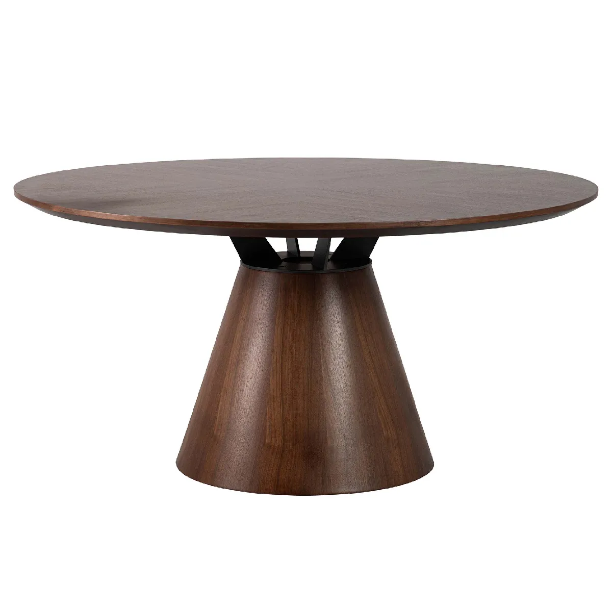 Table de salle à manger Surrey en métal noir et noyer - 150 x 150 x 75 cm