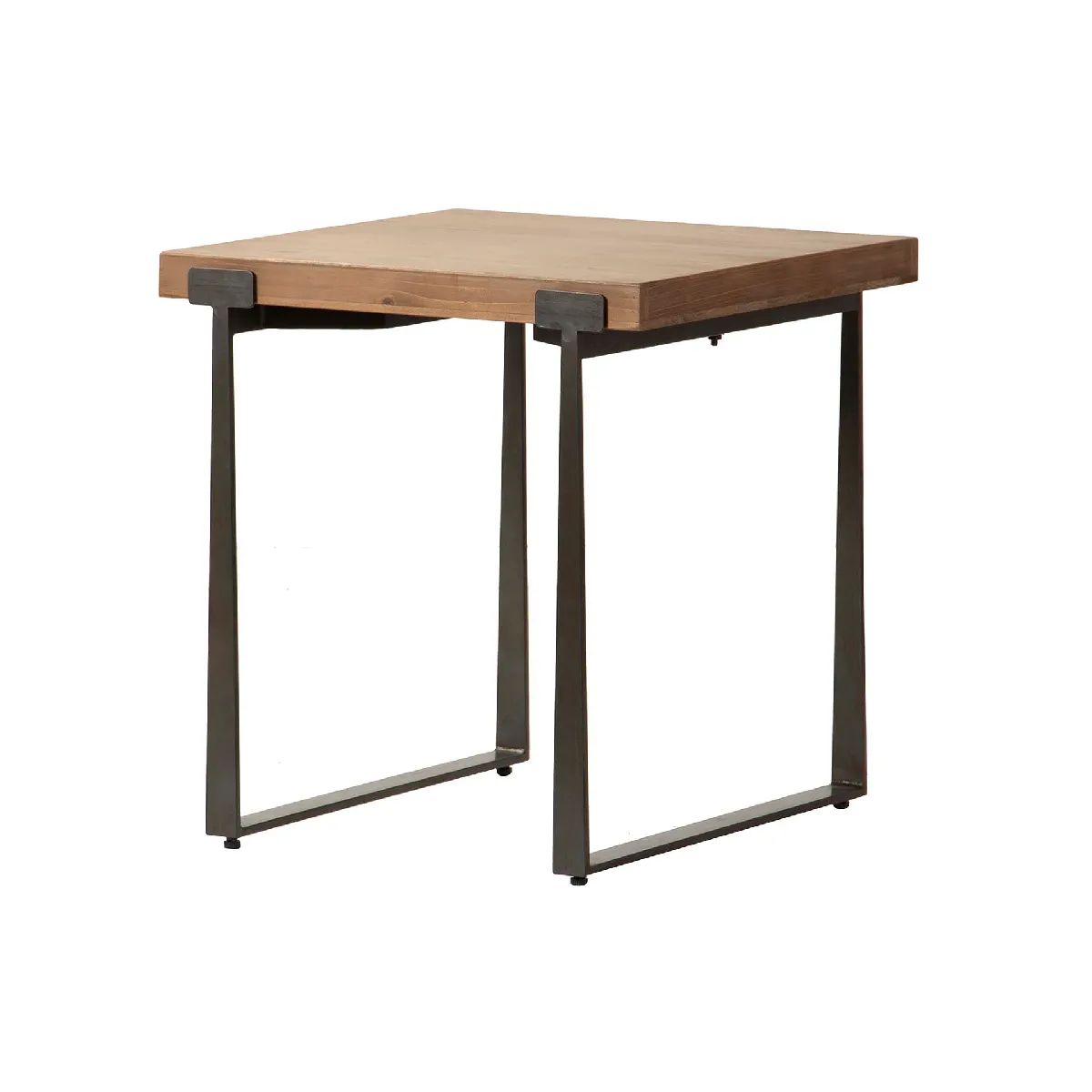 Table d'appoint en bois brun et métal - 58 x 58 x 61 cm