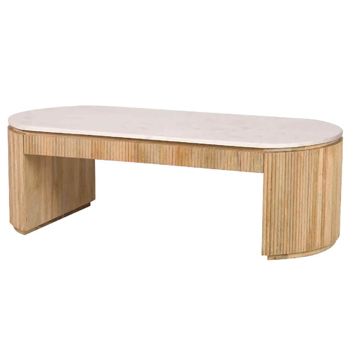 Table basse Tyla en bois de manguier et marbre - 140 x 70 x 45 cm