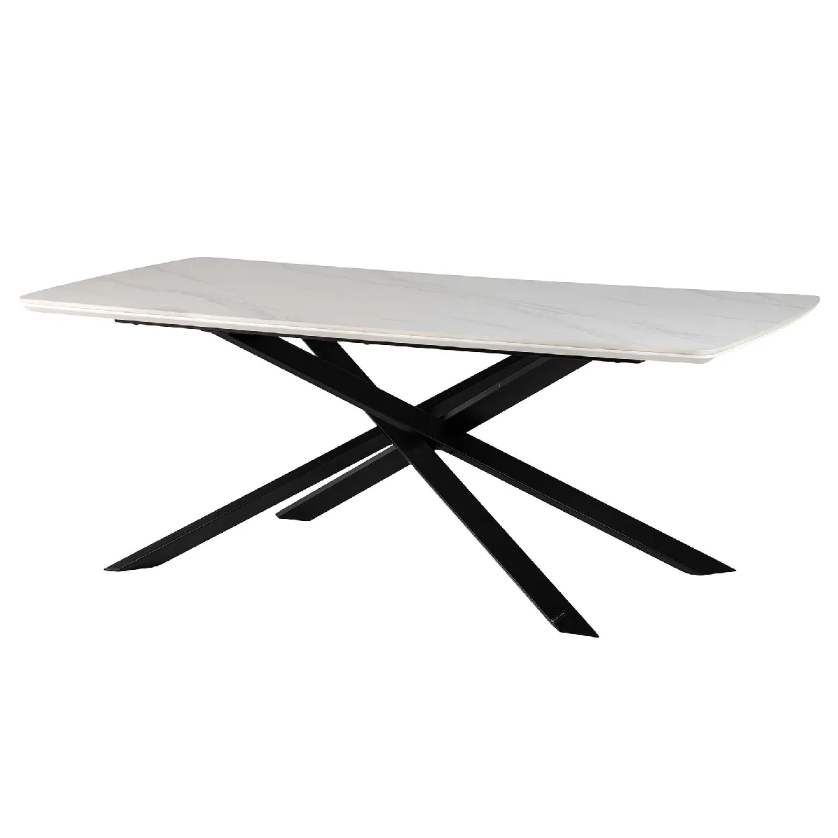 Table de salle à manger Moncton en céramique et métal - 200 x 100 x 75 cm