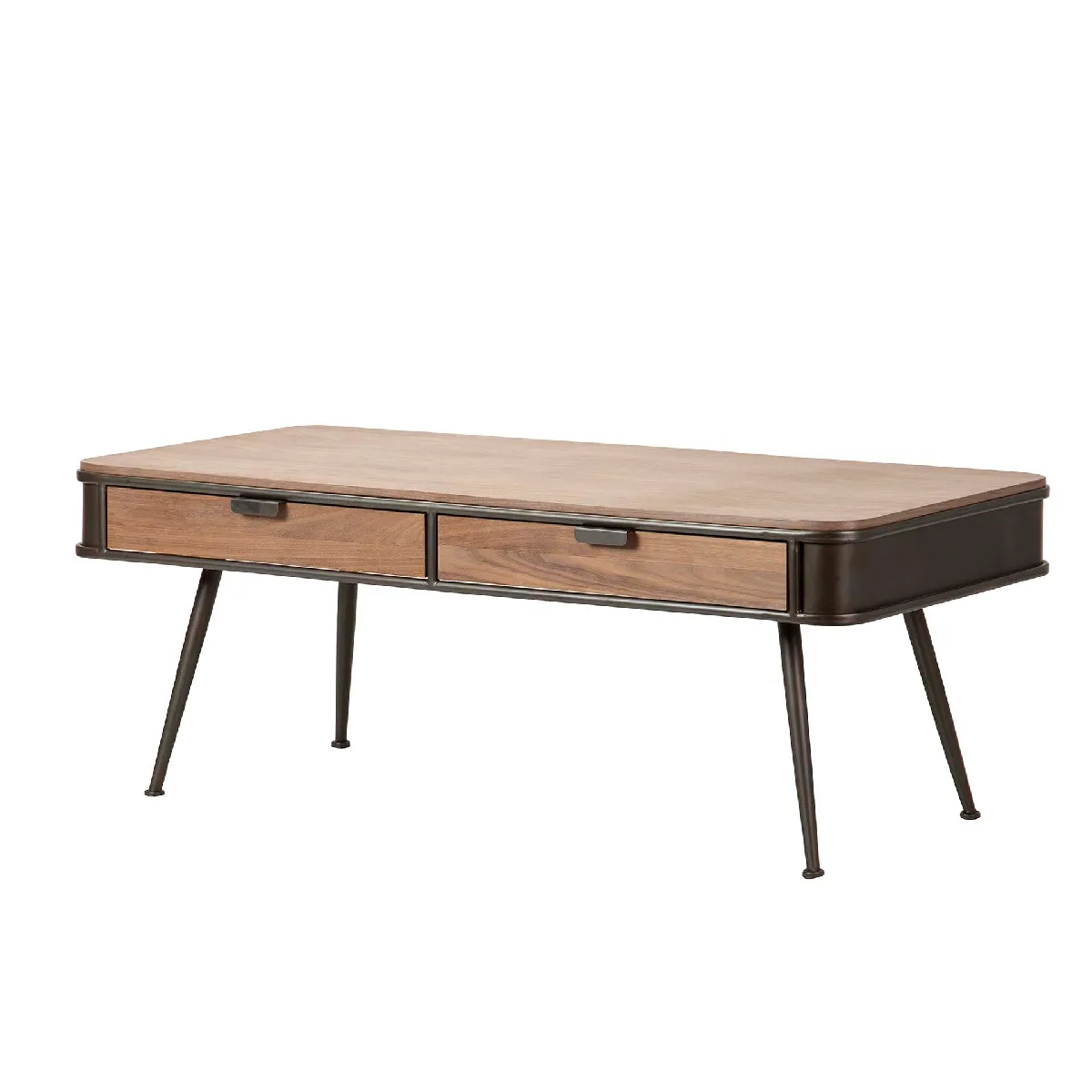 Table basse, bois, métal, marron, noir - 140 x 71 x 54 cm