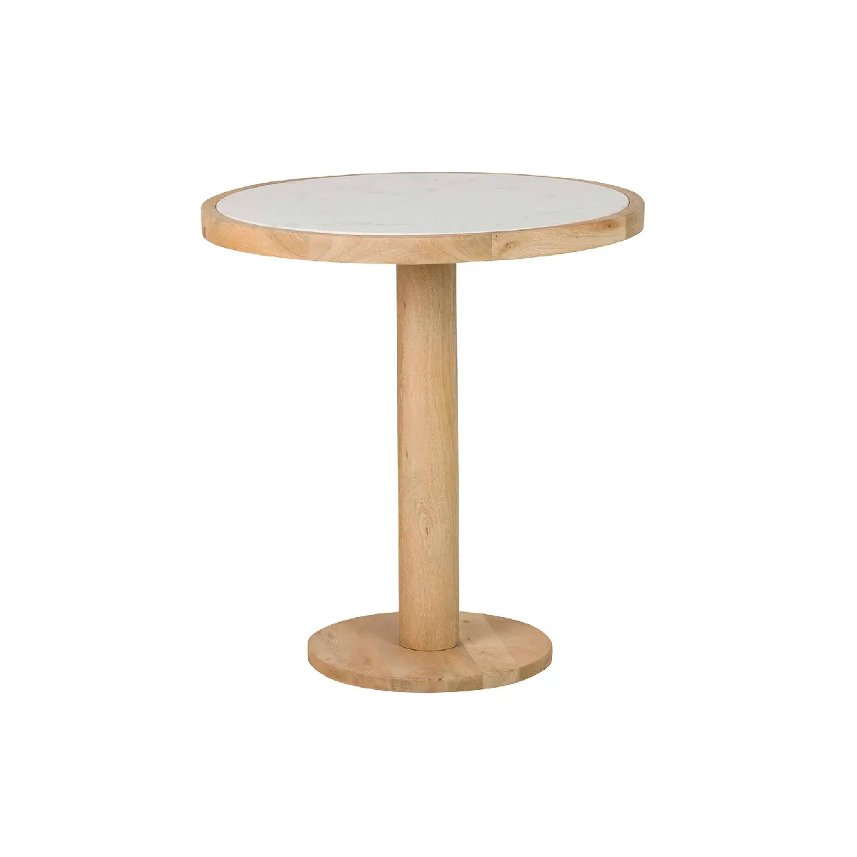 Table de salle à manger en bois de manguier et marbre - 70 x 70 x 75 cm