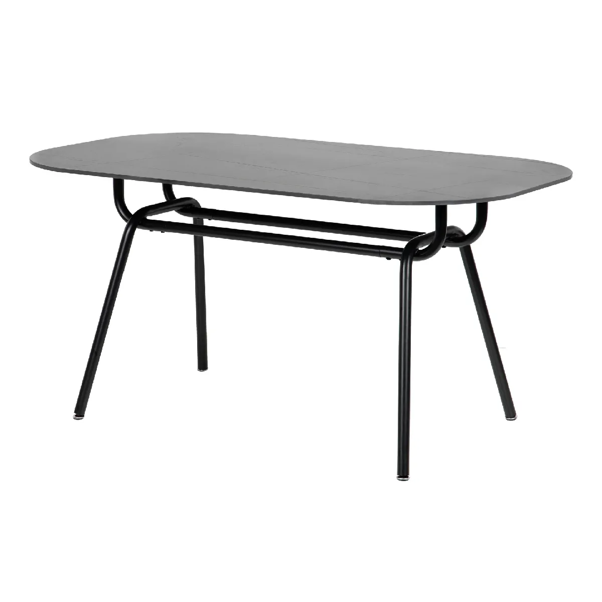 Table de salle à manger en métal et résine noirs - 150 x 90 x 75 cm