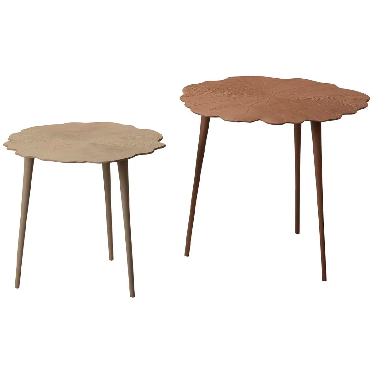 Lot de 2 tables en aluminium 62x62x54 - 50x50x45 cm
