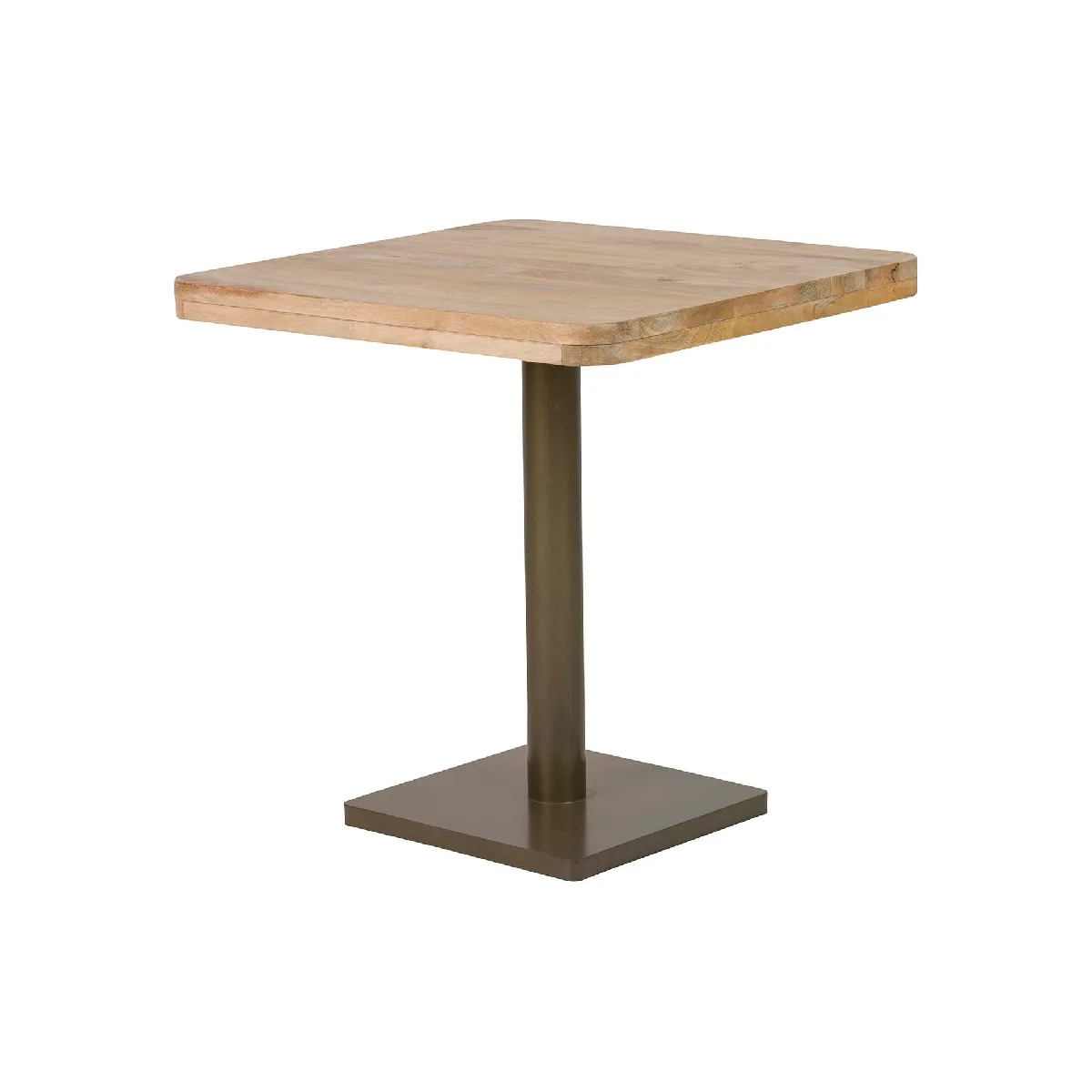 Table de salle à manger en bois de manguier et métal, marron - 70 x 70 x 72 cm