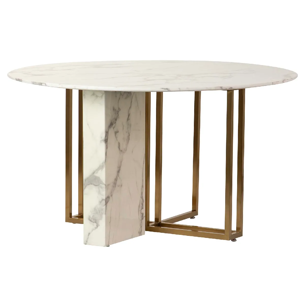 Table de salle à manger en acier inoxydable effet marbre Sint. nyngan - 135 x 135 x 75 cm