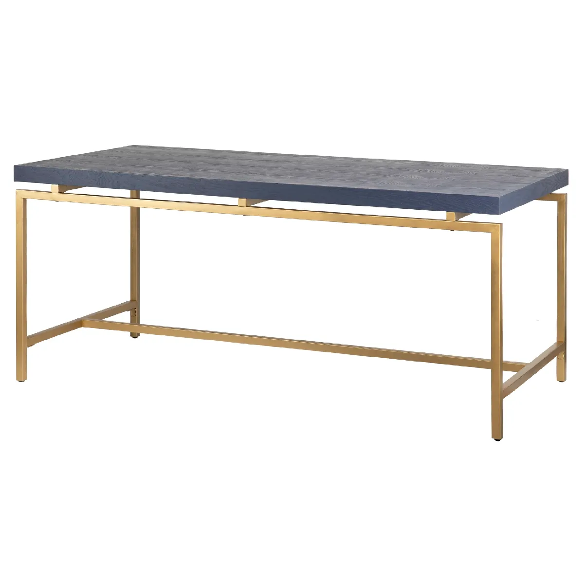 Table de salle à manger, bois et métal, bleu et or - 180 x 90 x 80 cm