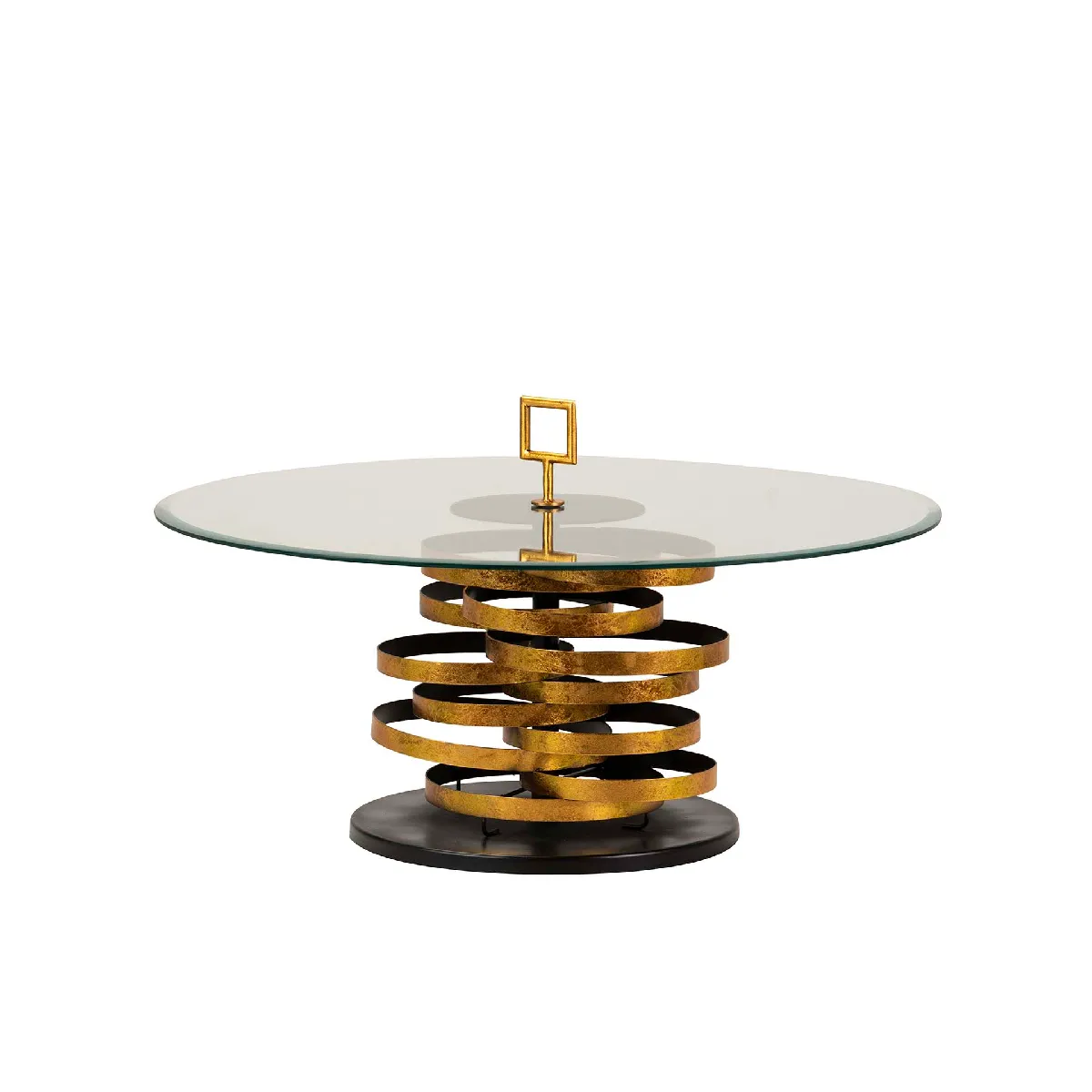 Table d'appoint Yuku en métal et cristal doré - 92 x 92 x 50 cm