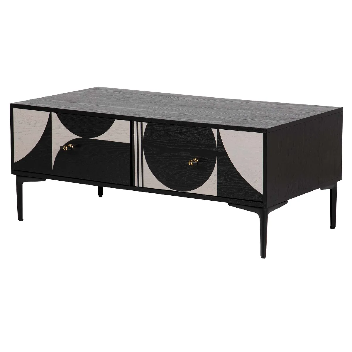 Table basse en MDF et métal noir et blanc - 110 x 56 x 45 cm