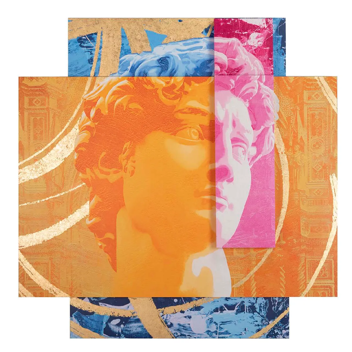 David, superposition de plusieurs cadres 175 x 3 x 175 cm