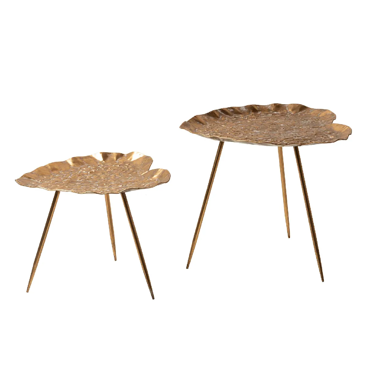 Ensemble de 2 tables en métal doré 61x59x52 - 51x49x41 cm