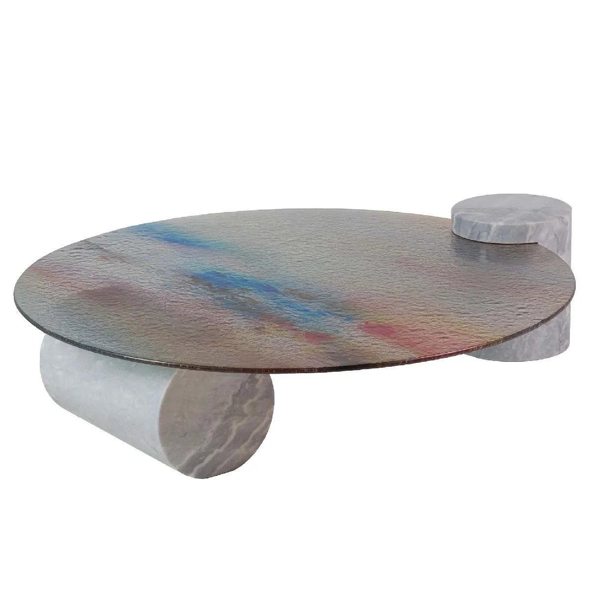 Table basse en acier inoxydable et marbre. Tucson - 100 x 100 x 47 cm